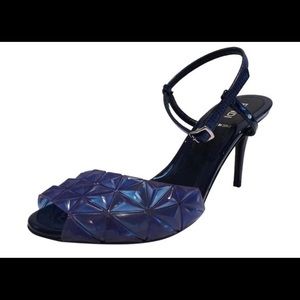 FENDI Blue New Pyramid Spike Pvc & Leather Ankle Strap Sandals